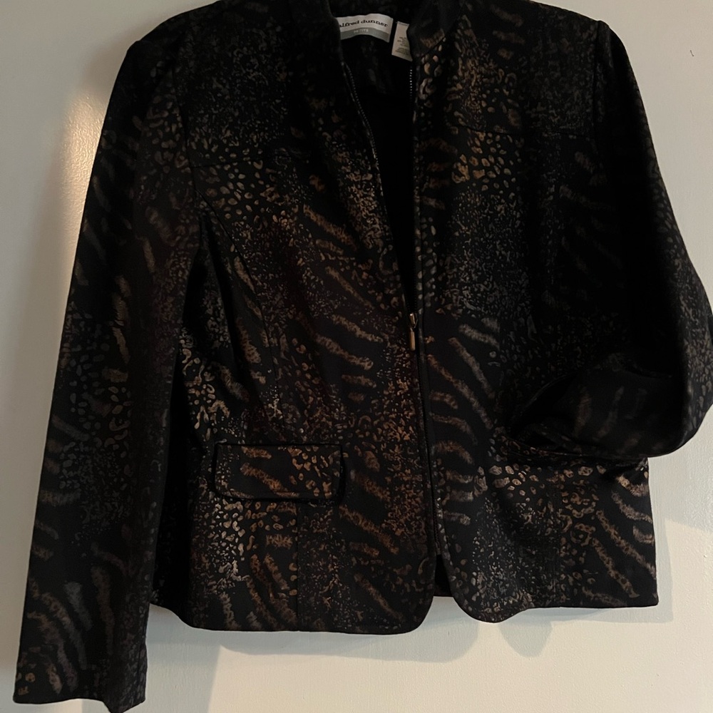 Alfred Dunner Black and Brown Patterned Blazer
